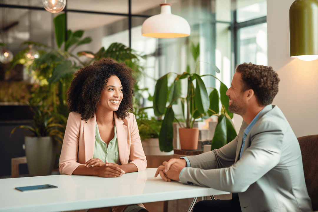 A consultant and man in a meeting